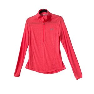 Under Armour HeatGear 1/4 Zip Pullover Women Medium Pink Excellent Thumbholes